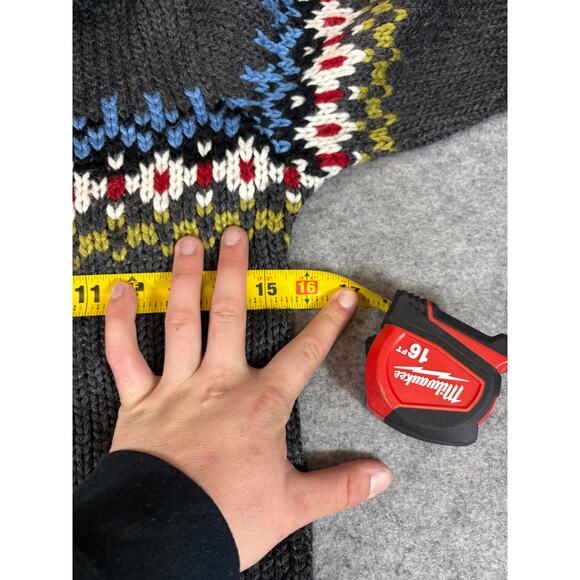 Its Our Time Sweater Womens Small Gray Fair Isle Chunky Knit Turtleneck Nordic - Picture 2 of 5